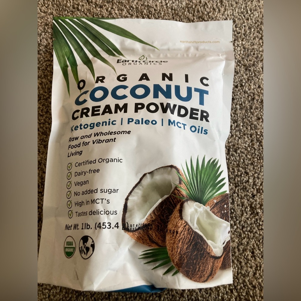 Earth Circle Organics Organic Coconut Cream Powder 1 lb Kosher Vegan Gluten Free